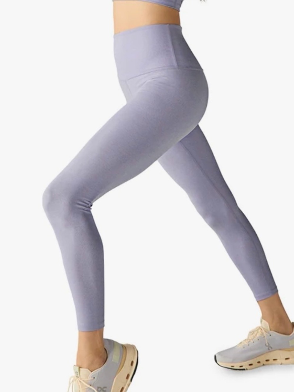 Beyond Yoga Caught in the Midi Ribbed Leggings Lavender Frost XS Shimmer